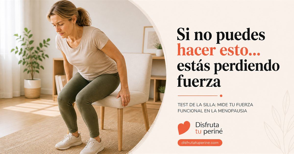 Mujer realizando el test de la silla para medir su fuerza funcional en menopausia